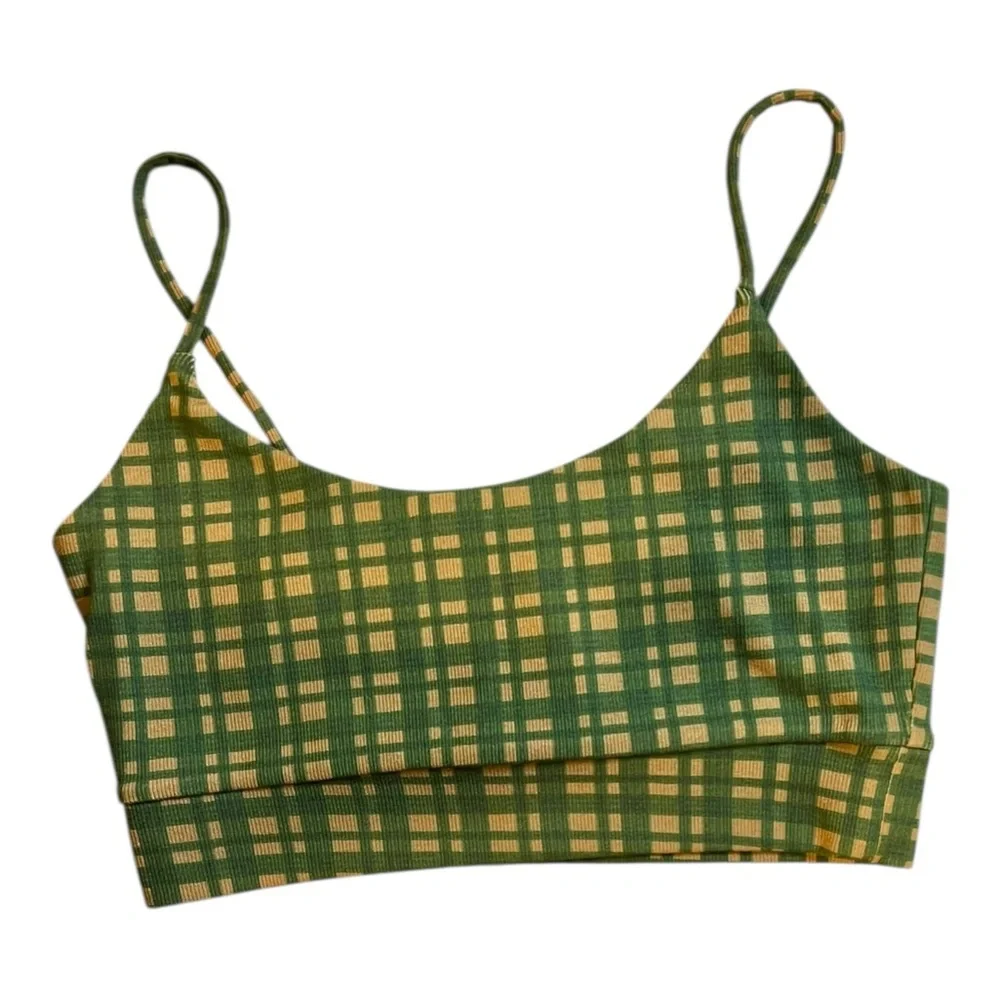 Tribe Kelley Set Ribbed Flare Leggings & Bra Set – Town Plaid – XS - Picture 5 of 9